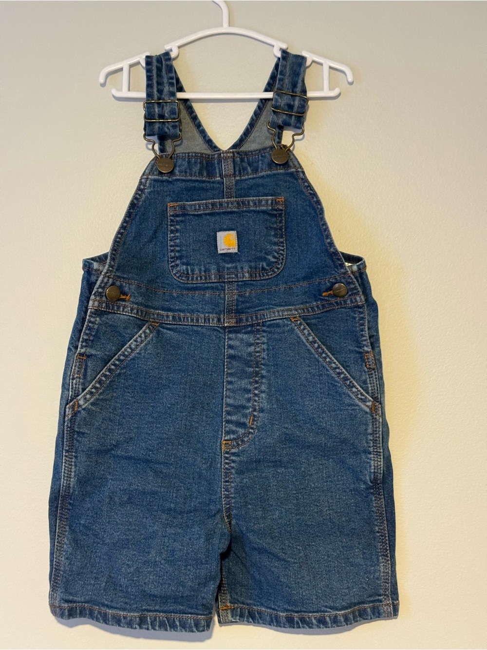 Carhartt Kids Denim Short Overalls in Blue